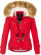 Navahoo Pearl Damen Winterjacke mit Kunstfell Rot Größe XS - Gr. 34