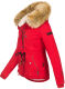 Navahoo Pearl Damen Winterjacke mit Kunstfell Rot Größe XS - Gr. 34