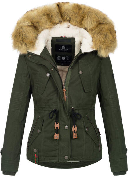 Navahoo Pearl ladies winter jacket with faux fur - Green-Gr.XS