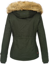 Navahoo Pearl Damen Winterjacke mit Kunstfell Grün Größe XS - Gr. 34