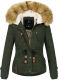 Navahoo Pearl Damen Winterjacke mit Kunstfell Grün Größe XS - Gr. 34