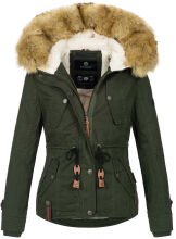 Navahoo Pearl Damen Winterjacke mit Kunstfell Grün...