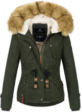 Navahoo Pearl ladies winter jacket with faux fur - Green-Gr.XL