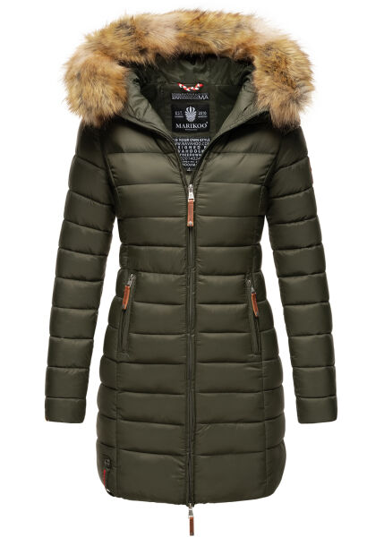 Marikoo Rose Damen Lange Winter Steppjacke Grün Größe XS - Gr. 34