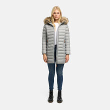 Marikoo Rose Damen Lange Winter Steppjacke Grau-Gr&ouml;&szlig;e M - Gr. 38