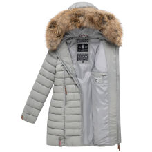 Marikoo Rose Damen Lange Winter Steppjacke Grau-Gr&ouml;&szlig;e M - Gr. 38