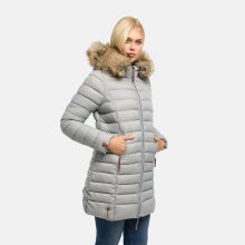 Marikoo Rose Damen Lange Winter Steppjacke Grau-Gr&ouml;&szlig;e M - Gr. 38