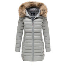 Marikoo Rose Damen Lange Winter Steppjacke Grau-Gr&ouml;&szlig;e M - Gr. 38