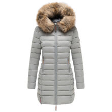Marikoo Rose Damen Lange Winter Steppjacke Grau-Gr&ouml;&szlig;e M - Gr. 38