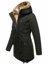 Navahoo Diamond lange Damen Winterjacke mit Teddyfell Schwarz Größe XS - Gr. 34