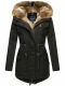 Navahoo Diamond lange Damen Winterjacke mit Teddyfell Schwarz Größe XS - Gr. 34