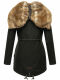 Navahoo Diamond lange Damen Winterjacke mit Teddyfell Schwarz Größe L - Gr. 40