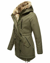 Navahoo Diamond lange Damen Winterjacke mit Teddyfell Grün  Größe XS - Gr. 34