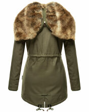 Navahoo Diamond lange Damen Winterjacke mit Teddyfell Grün  Größe XS - Gr. 34