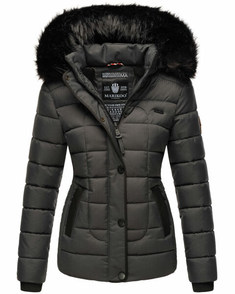 Marikoo Warm Ladies Winter Jacket Quilted Jacket Winterjacket Quilted Parka NEW B391 Anthracite Size S - Size 36