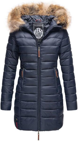 Marikoo Rose Damen Lange Winter Steppjacke Navy Größe S - Gr. 36