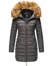 Marikoo Rose Damen Lange Winter Steppjacke Anthrazit Größe S - Gr. 36