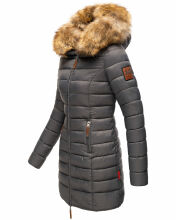 Marikoo Rose Damen Lange Winter Steppjacke Anthrazit Größe L - Gr. 40