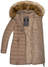 Marikoo Rose Damen Lange Winter Steppjacke Taupe Größe S - Gr. 36