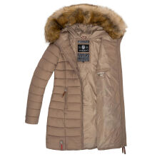 Marikoo Rose Damen Lange Winter Steppjacke Taupe-Größe S - Gr. 36