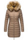 Marikoo Rose Damen Lange Winter Steppjacke Taupe Größe S - Gr. 36