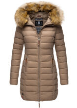 Marikoo Rose Damen Lange Winter Steppjacke Taupe...