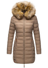 Marikoo Rose Damen Lange Winter Steppjacke Taupe Größe M - Gr. 38