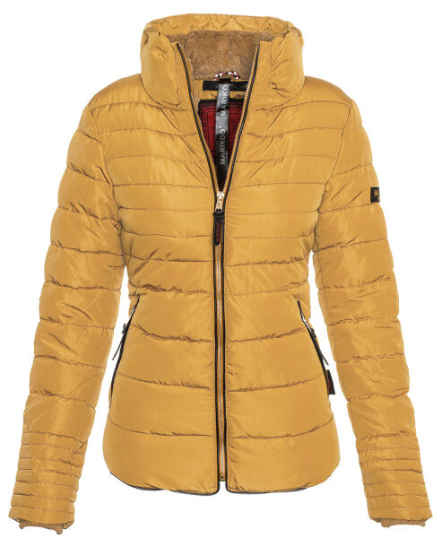 Marikoo Amber Damen Winter Steppjacke gefüttert mit kuschligem Teddyfell Camel Größe XS - Gr. 34