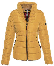 Marikoo Amber Damen Winter Steppjacke gefüttert mit kuschligem Teddyfell Camel Größe XS - Gr. 34