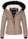 Navahoo Miamor Damen Winter Steppjacke gefüttert mit Teddyfell Taupe Größe M - Gr. 38