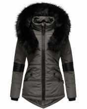 Navahoo Nirvana Damen Parka Winterjacke mit Kunstfell Anthrazit Größe XS - Gr. 34