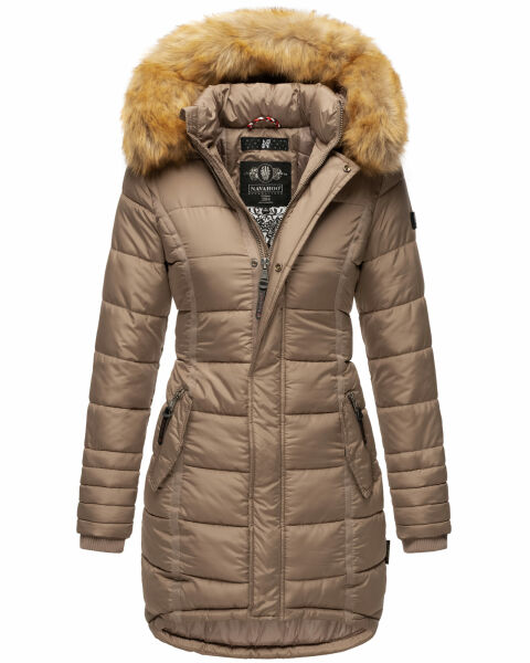 Navahoo Papaya Damen gesteppte Winterjacke mit Doppelzipper und gefüttert Taupe Größe S - Gr. 36