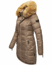 Navahoo Papaya Damen gesteppte Winterjacke mit Doppelzipper und gefüttert Taupe Größe S - Gr. 36