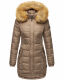 Navahoo Papaya Damen gesteppte Winterjacke mit Doppelzipper und gefüttert Taupe Größe S - Gr. 36