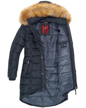 Navahoo Papaya Damen gesteppte Winterjacke mit Doppelzipper und gefüttert Navy Größe XS - Gr. 34