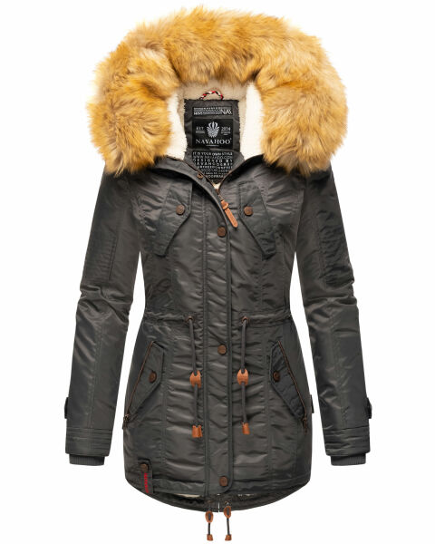 Navahoo LaViva warme Damen Winterjacke mit Teddyfell Anthrazit Größe XS - Gr. 34