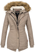 Marikoo Akira warme Damen Winterjacke mit Kapuze Taupe Größe XS - Gr. 34