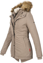 Marikoo Akira warme Damen Winterjacke mit Kapuze Taupe Größe XS - Gr. 34