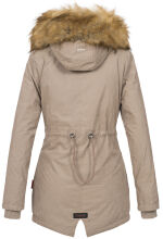 Marikoo Akira warme Damen Winterjacke mit Kapuze Taupe Größe XS - Gr. 34