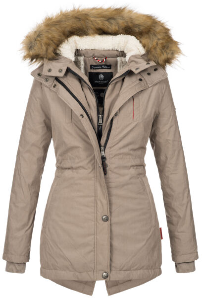 Marikoo Akira warme Damen Winterjacke mit Kapuze Taupe Größe S - Gr. 36