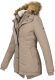 Marikoo Akira warme Damen Winterjacke mit Kapuze Taupe Größe XL - Gr. 42