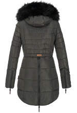 Marikoo Warm Ladies Winter Jacket Winterjacket Parka Quilted Coat Long B401 Anthracite Size S - Size 36
