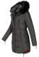 Marikoo Warm Ladies Winter Jacket Winterjacket Parka Quilted Coat Long B401 Anthracite Size S - Size 36