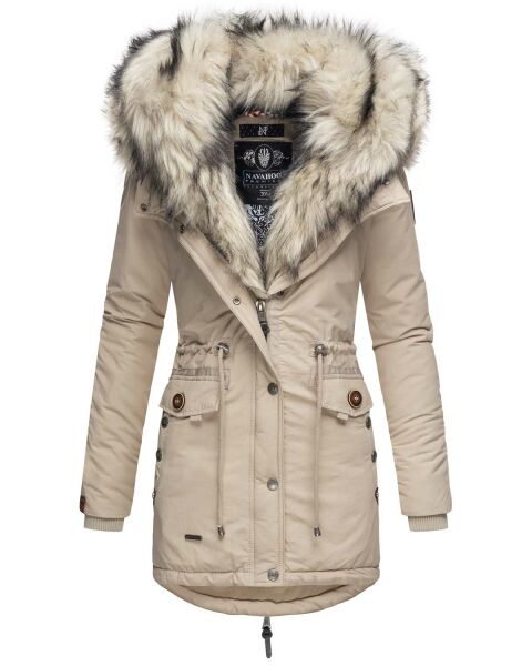 Navahoo Sweety Damen 2in1 Parka Winterjacke warmhaltend Taupe Größe L - Gr. 40