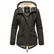 Marikoo Manolya Damen Parka Winterjacke mit Teddyfell Anthrazit Größe XS - Gr. 34