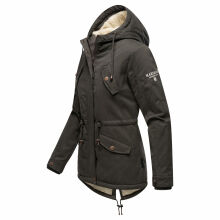 Marikoo Manolya Damen Parka Winterjacke mit Teddyfell Anthrazit Größe S - Gr. 36