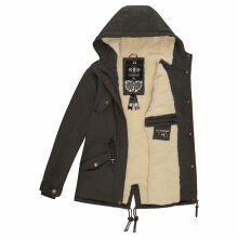 Marikoo Manolya Damen Parka Winterjacke mit Teddyfell Anthrazit Größe S - Gr. 36