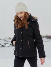 Marikoo Nekoo warm gefütterte Damen Winterjacke mit Kunstfell