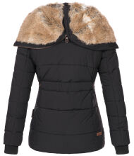 Marikoo Nekoo warm gefütterte Damen Winterjacke mit Kunstfell Schwarz Größe XS - Gr. 34