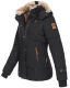 Marikoo Nekoo warm gefütterte Damen Winterjacke mit Kunstfell Schwarz Größe XS - Gr. 34